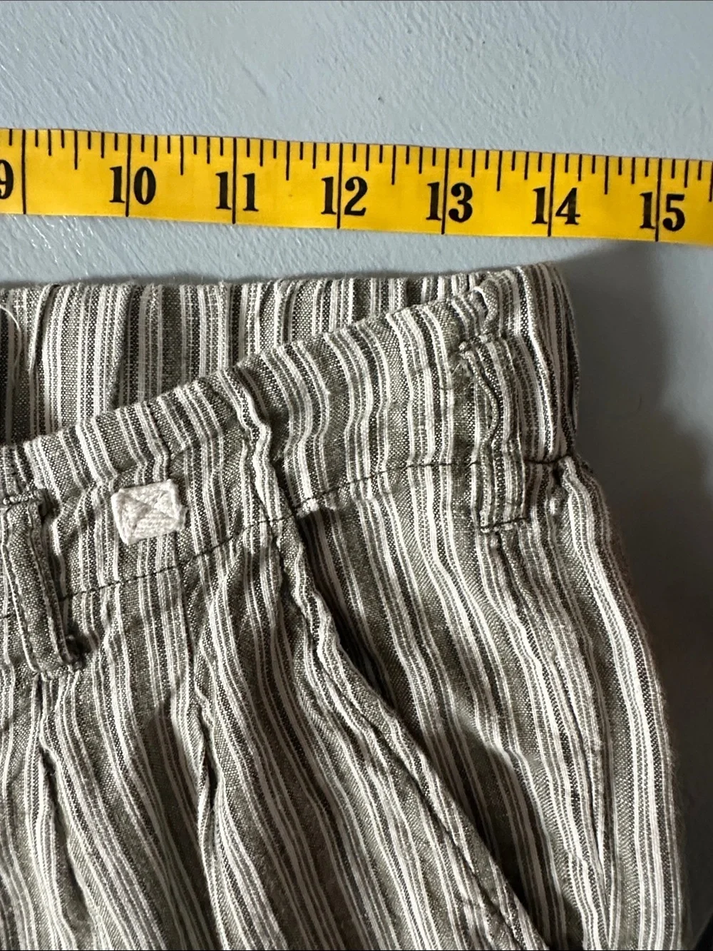 Anthropologie Striped Sage Green 100% Linen Pants Women’s 27 Coastal Boho Beach